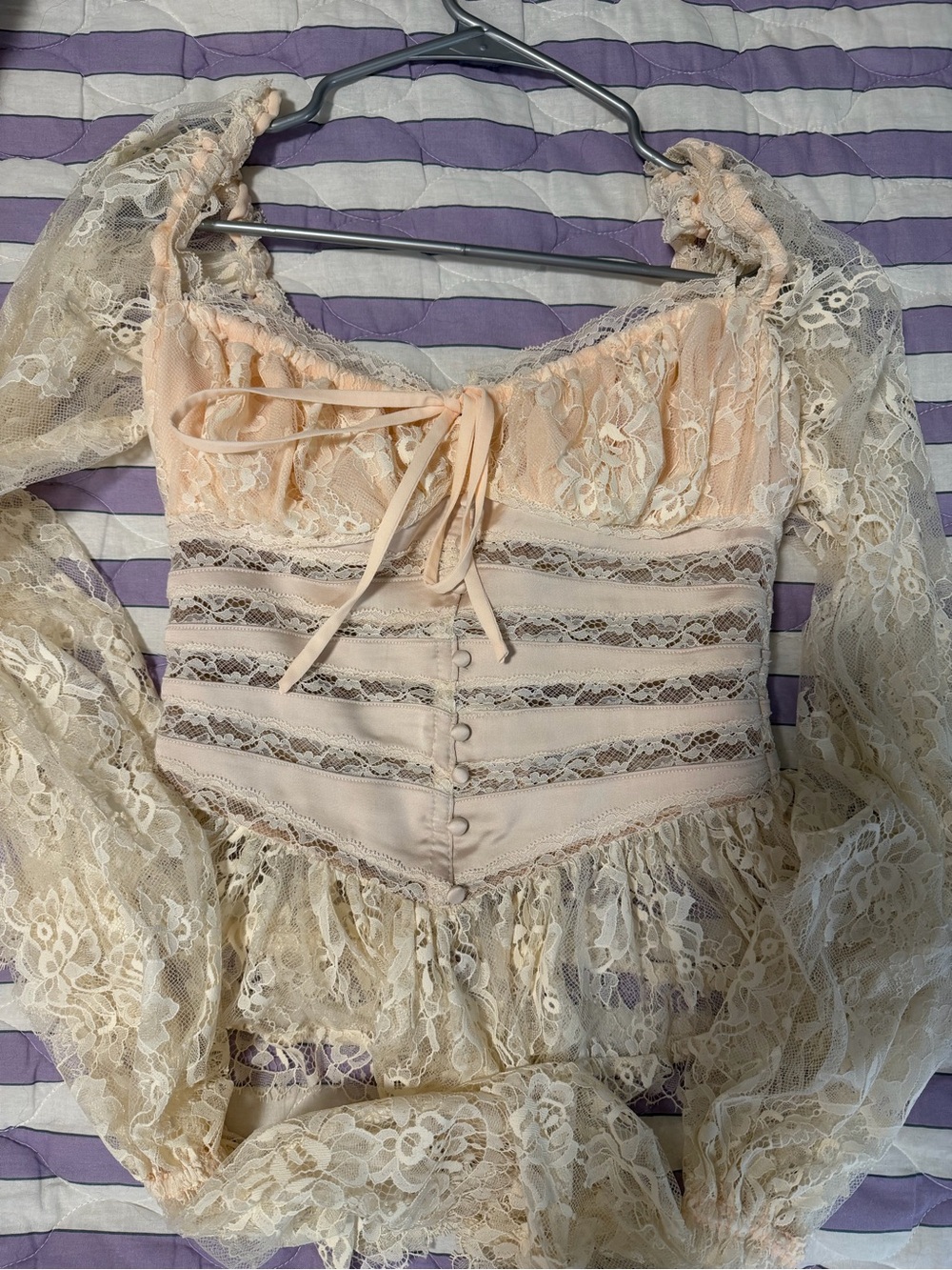 House of CB Zoe Vintage Ivory Lace Corset Top Size S